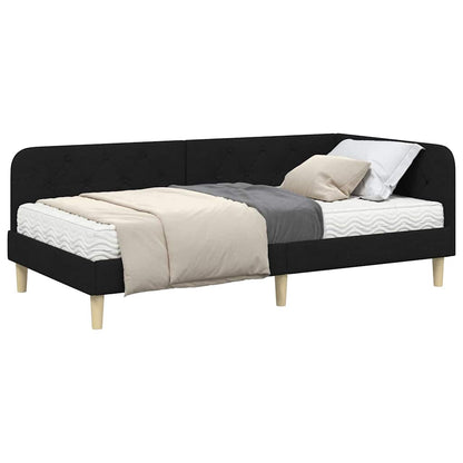 Cornice del letto ad angolo Nero 90 x 190 cm Tessuto | homemem39