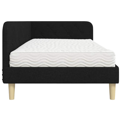 Cornice del letto ad angolo Nero 90 x 190 cm Tessuto | homemem39