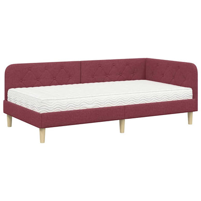 Cornice del letto ad angolo Rosso Vino 90 x 190 cm Tessuto | homemem39