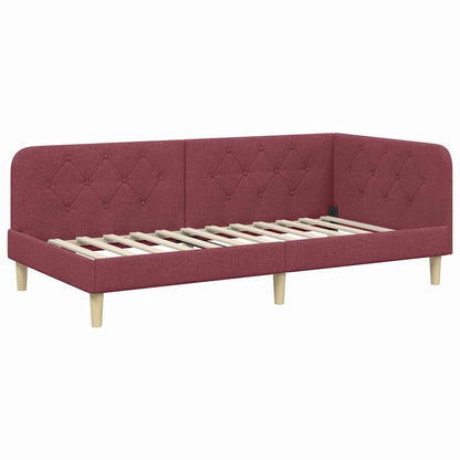 Cornice del letto ad angolo Rosso Vino 90 x 190 cm Tessuto | homemem39