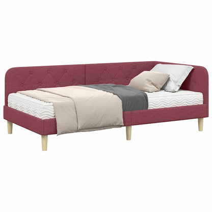 Cornice del letto ad angolo Rosso Vino 90 x 190 cm Tessuto | homemem39