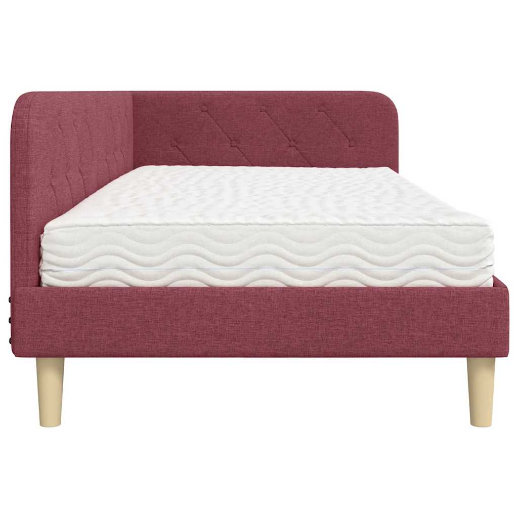 Cornice del letto ad angolo Rosso Vino 90 x 190 cm Tessuto | homemem39