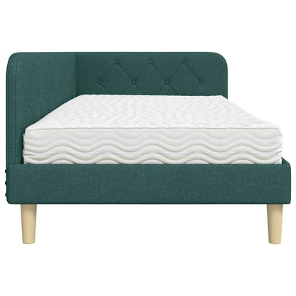 Cornice del letto ad angolo Verde Scuro 90 x 190 cm Tessuto | homemem39
