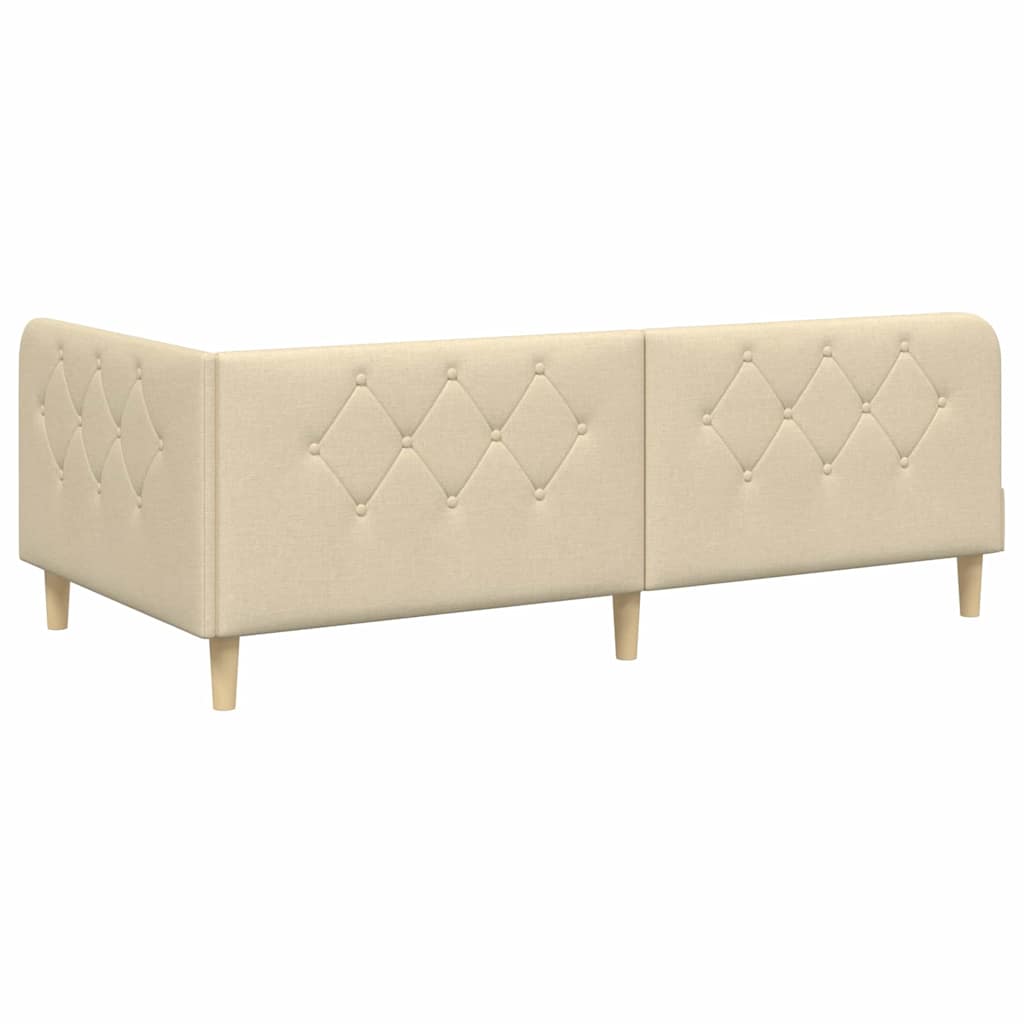 Cornice del letto ad angolo Crema 90 x 190 cm Tessuto | homemem39