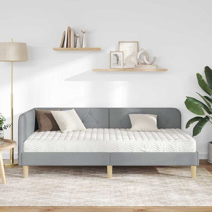 Cornice del letto ad angolo Grigio chiaro 90 x 200 cm Tessuto | homemem39