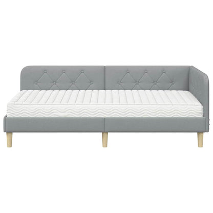 Cornice del letto ad angolo Grigio chiaro 90 x 200 cm Tessuto | homemem39