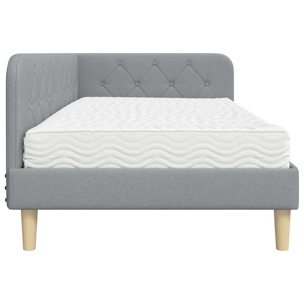 Cornice del letto ad angolo Grigio chiaro 90 x 200 cm Tessuto | homemem39