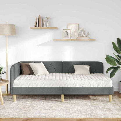 Cornice del letto ad angolo Grigio scuro 90 x 200 cm Tessuto | homemem39
