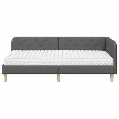 Cornice del letto ad angolo Grigio scuro 90 x 200 cm Tessuto | homemem39