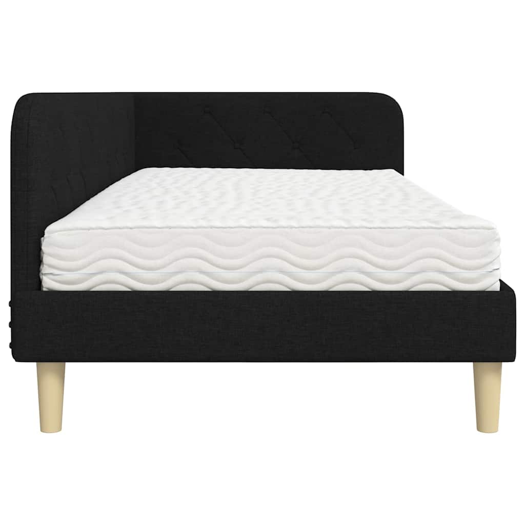 Cornice del letto ad angolo Nero 90 x 200 cm Tessuto | homemem39