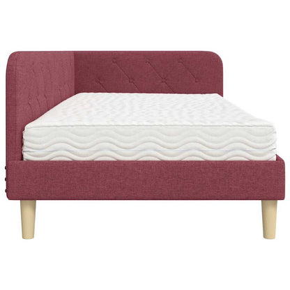 Cornice del letto ad angolo Rosso Vino 90 x 200 cm Tessuto | homemem39