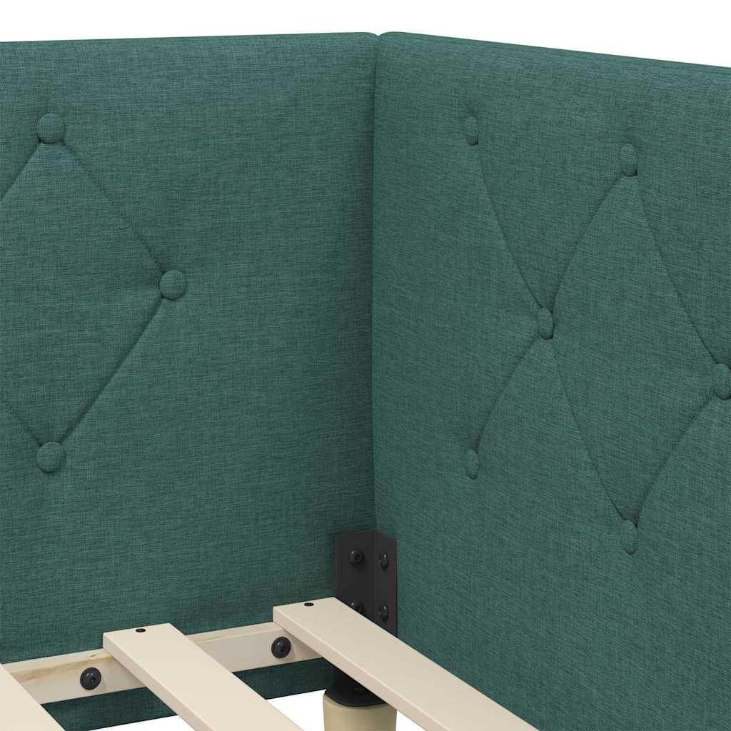 Cornice del letto ad angolo Verde Scuro 90 x 200 cm Tessuto | homemem39