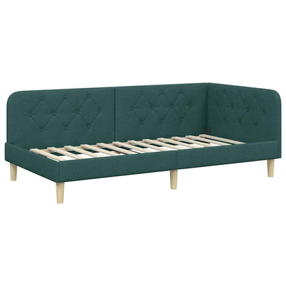 Cornice del letto ad angolo Verde Scuro 90 x 200 cm Tessuto | homemem39