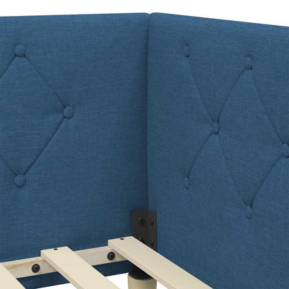 Cornice del letto ad angolo Blu 90 x 200 cm Tessuto | homemem39