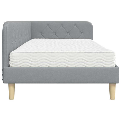 Cornice del letto ad angolo Grigio chiaro 100 x 200 cm Tessuto | homemem39