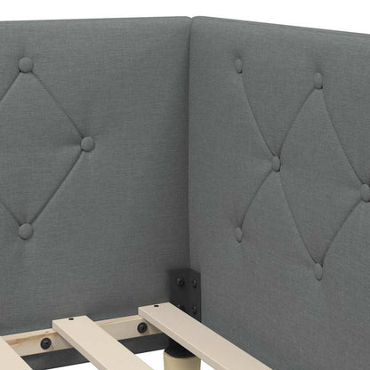 Cornice del letto ad angolo Grigio scuro 100 x 200 cm Tessuto | homemem39