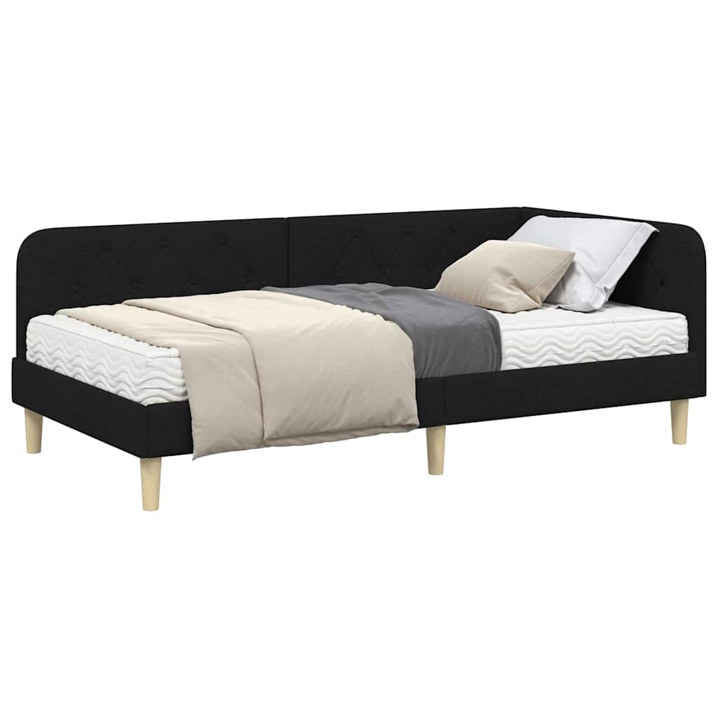 Cornice del letto ad angolo Nero 100 x 200 cm Tessuto | homemem39