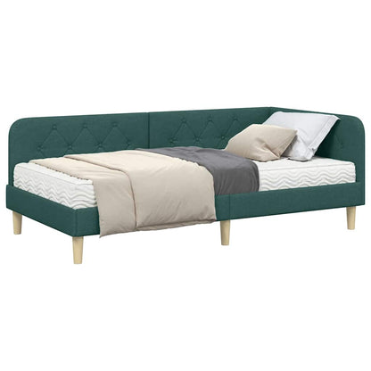 Cornice del letto ad angolo Verde Scuro 100 x 200 cm Tessuto | homemem39