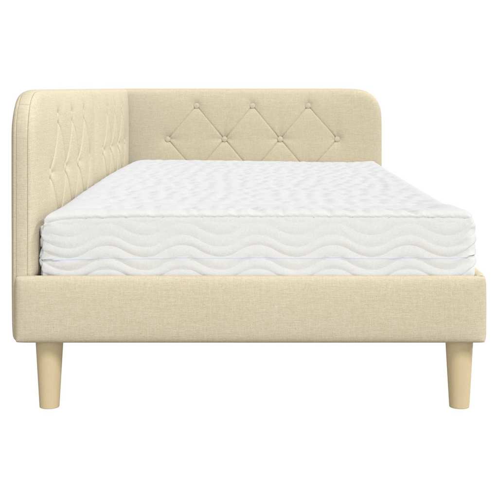 Cornice del letto ad angolo Crema 100 x 200 cm Tessuto | homemem39