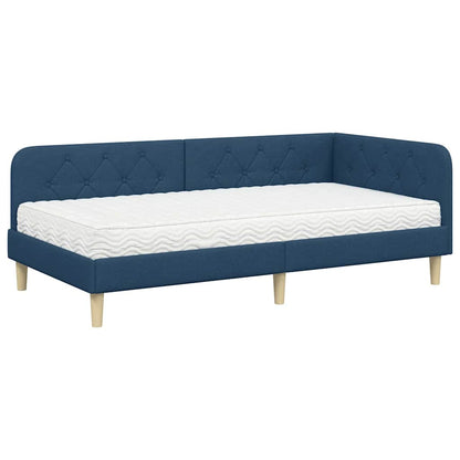Cornice del letto ad angolo Blu 100 x 200 cm Tessuto | homemem39