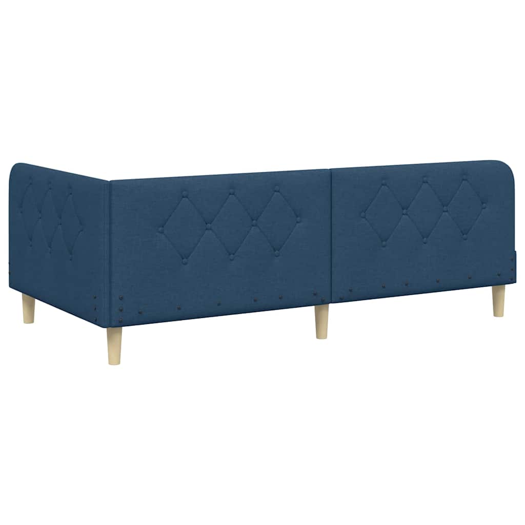 Cornice del letto ad angolo Blu 100 x 200 cm Tessuto | homemem39