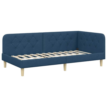 Cornice del letto ad angolo Blu 100 x 200 cm Tessuto | homemem39