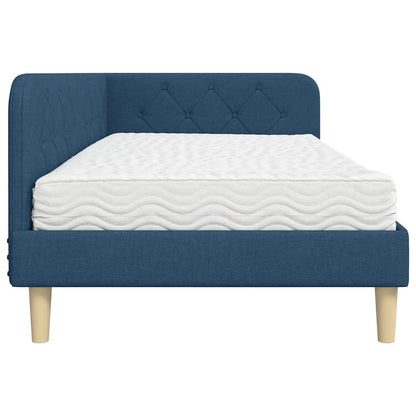 Cornice del letto ad angolo Blu 100 x 200 cm Tessuto | homemem39