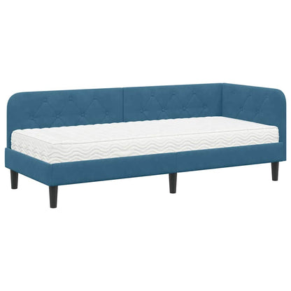Cornice del letto ad angolo Blu 80 x 200 cm Velluto | homemem39