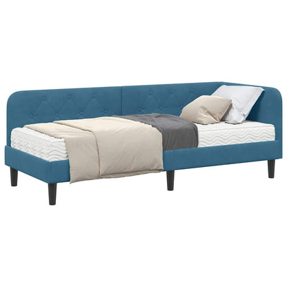 Cornice del letto ad angolo Blu 80 x 200 cm Velluto | homemem39