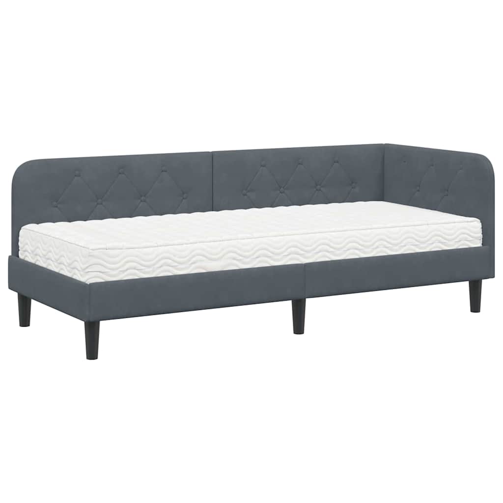 Cornice del letto ad angolo Grigio scuro 80 x 200 cm Velluto | homemem39