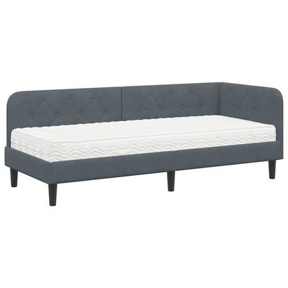 Cornice del letto ad angolo Grigio scuro 80 x 200 cm Velluto | homemem39
