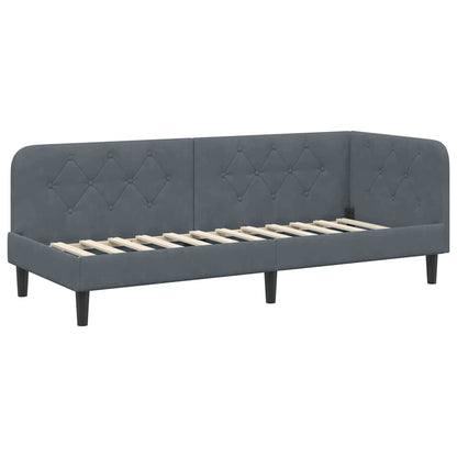 Cornice del letto ad angolo Grigio scuro 80 x 200 cm Velluto | homemem39
