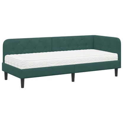 Cornice del letto ad angolo Verde Scuro 80 x 200 cm Velluto | homemem39