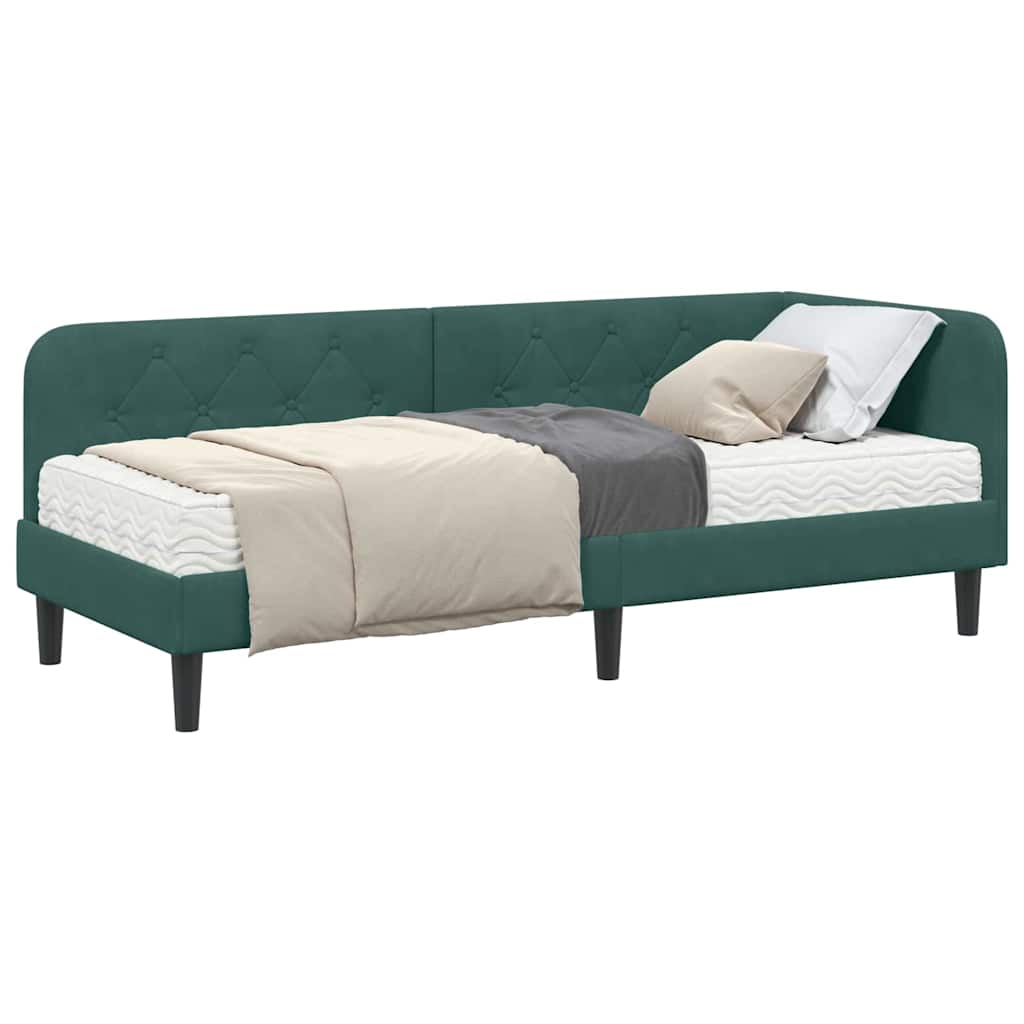 Cornice del letto ad angolo Verde Scuro 80 x 200 cm Velluto | homemem39
