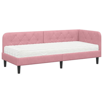 Cornice del letto ad angolo Rosa 80 x 200 cm Velluto | homemem39