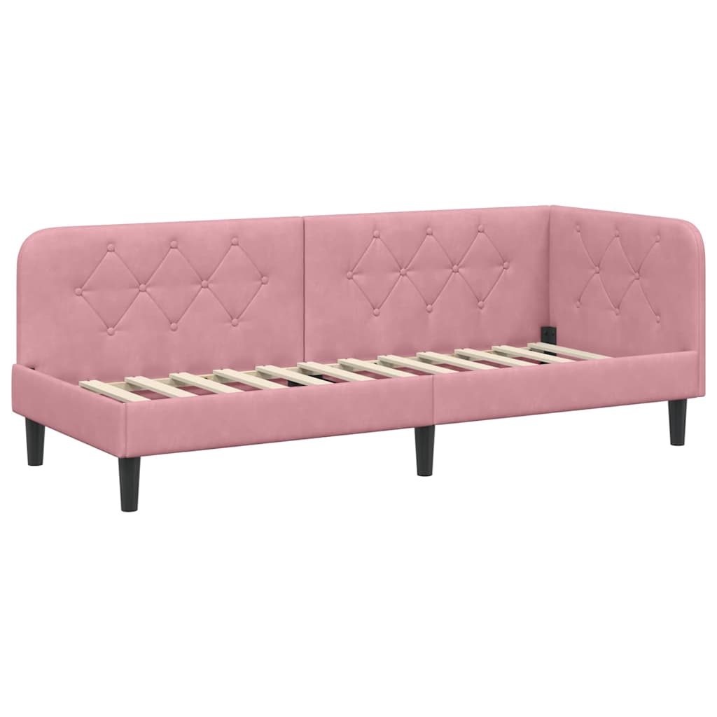 Cornice del letto ad angolo Rosa 80 x 200 cm Velluto | homemem39