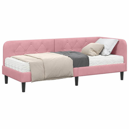 Cornice del letto ad angolo Rosa 80 x 200 cm Velluto | homemem39