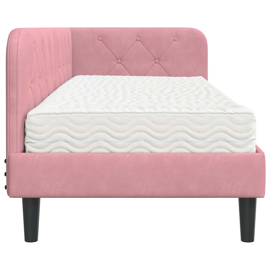 Cornice del letto ad angolo Rosa 80 x 200 cm Velluto | homemem39