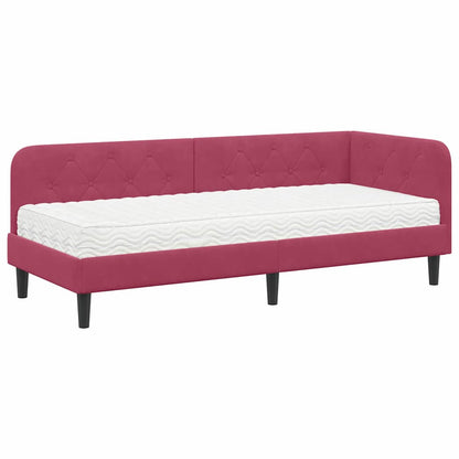 Cornice del letto ad angolo Rosso Vino 80 x 200 cm Velluto | homemem39