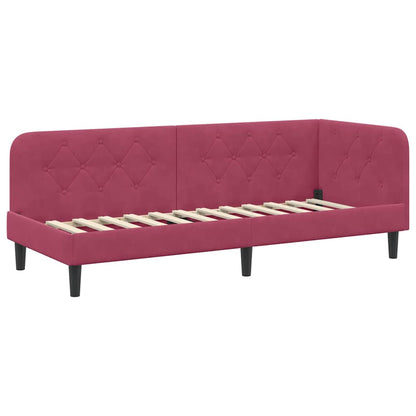 Cornice del letto ad angolo Rosso Vino 80 x 200 cm Velluto | homemem39