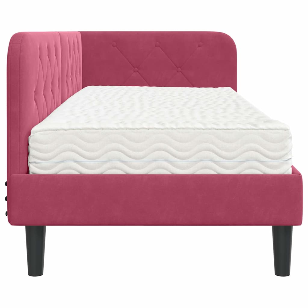 Cornice del letto ad angolo Rosso Vino 80 x 200 cm Velluto | homemem39