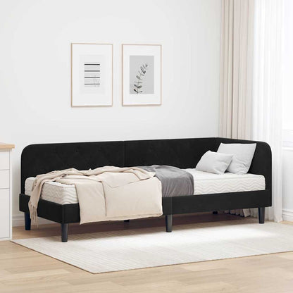 Cornice del letto ad angolo Nero 80 x 200 cm Velluto | homemem39