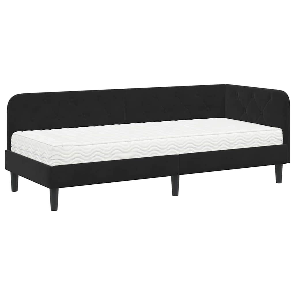Cornice del letto ad angolo Nero 80 x 200 cm Velluto | homemem39