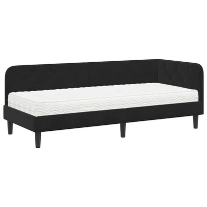Cornice del letto ad angolo Nero 80 x 200 cm Velluto | homemem39