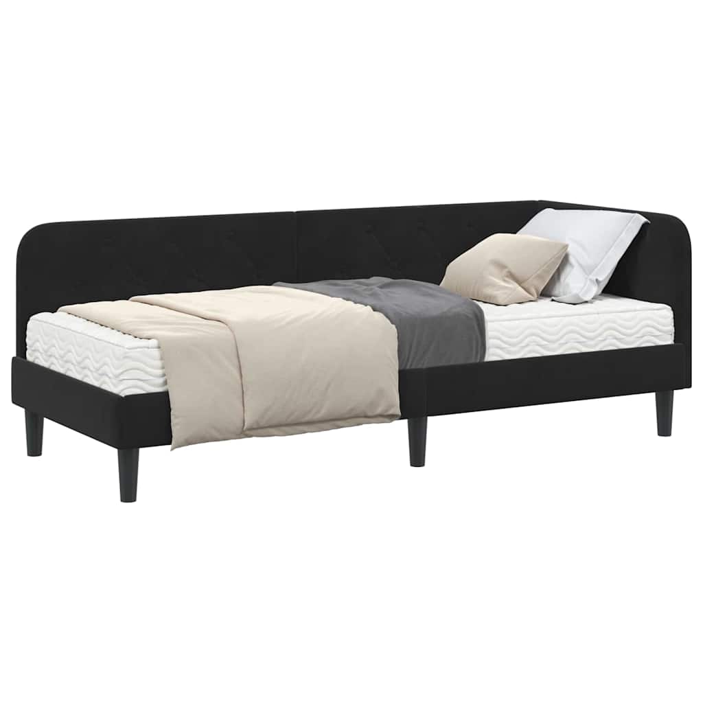 Cornice del letto ad angolo Nero 80 x 200 cm Velluto | homemem39