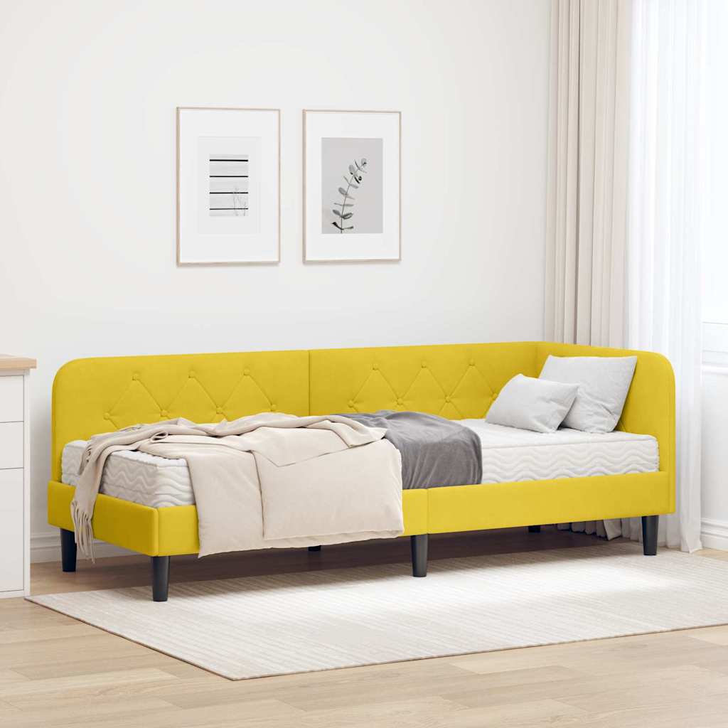 Cornice del letto ad angolo Giallo 80 x 200 cm Velluto | homemem39