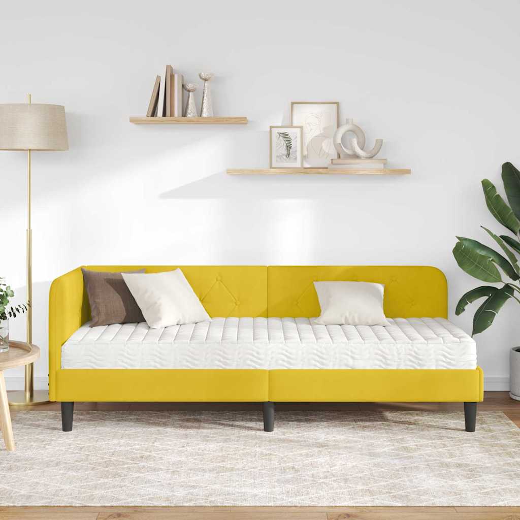 Cornice del letto ad angolo Giallo 80 x 200 cm Velluto | homemem39