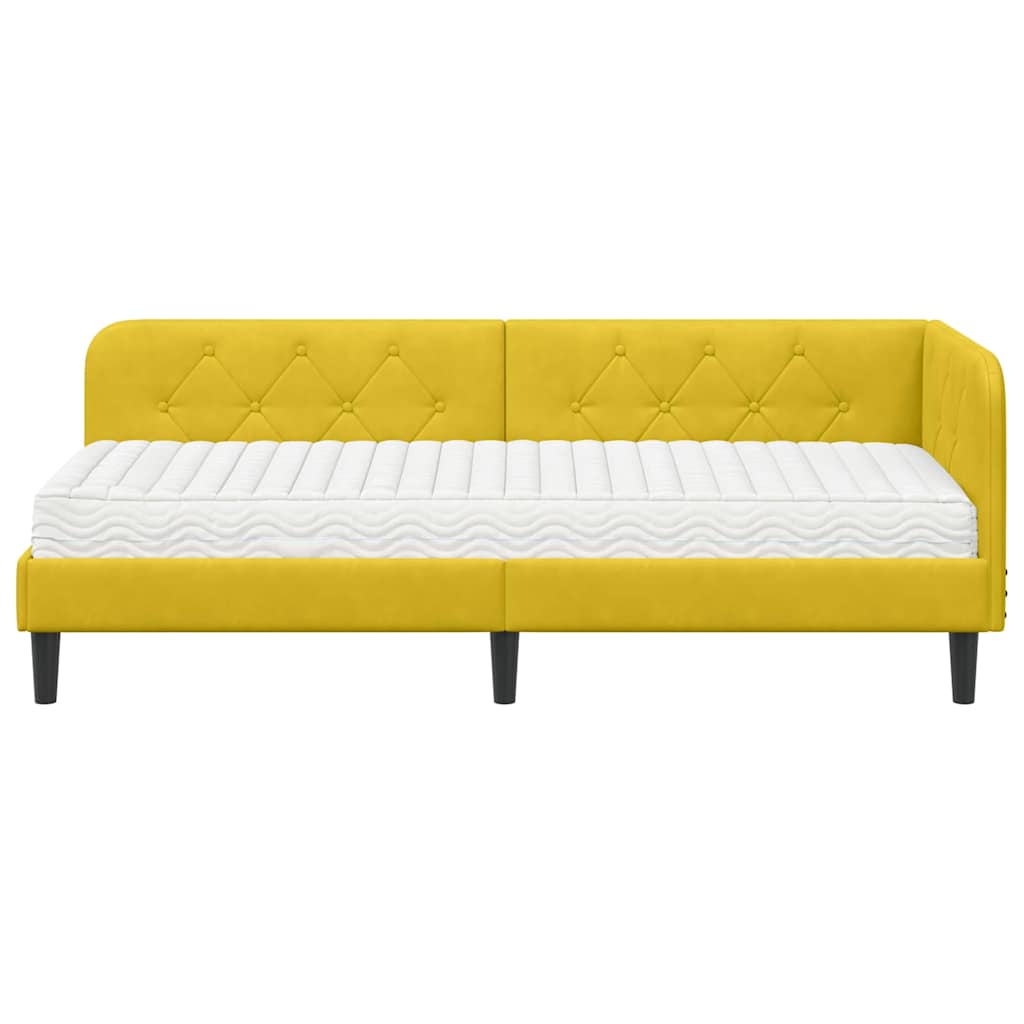 Cornice del letto ad angolo Giallo 80 x 200 cm Velluto | homemem39