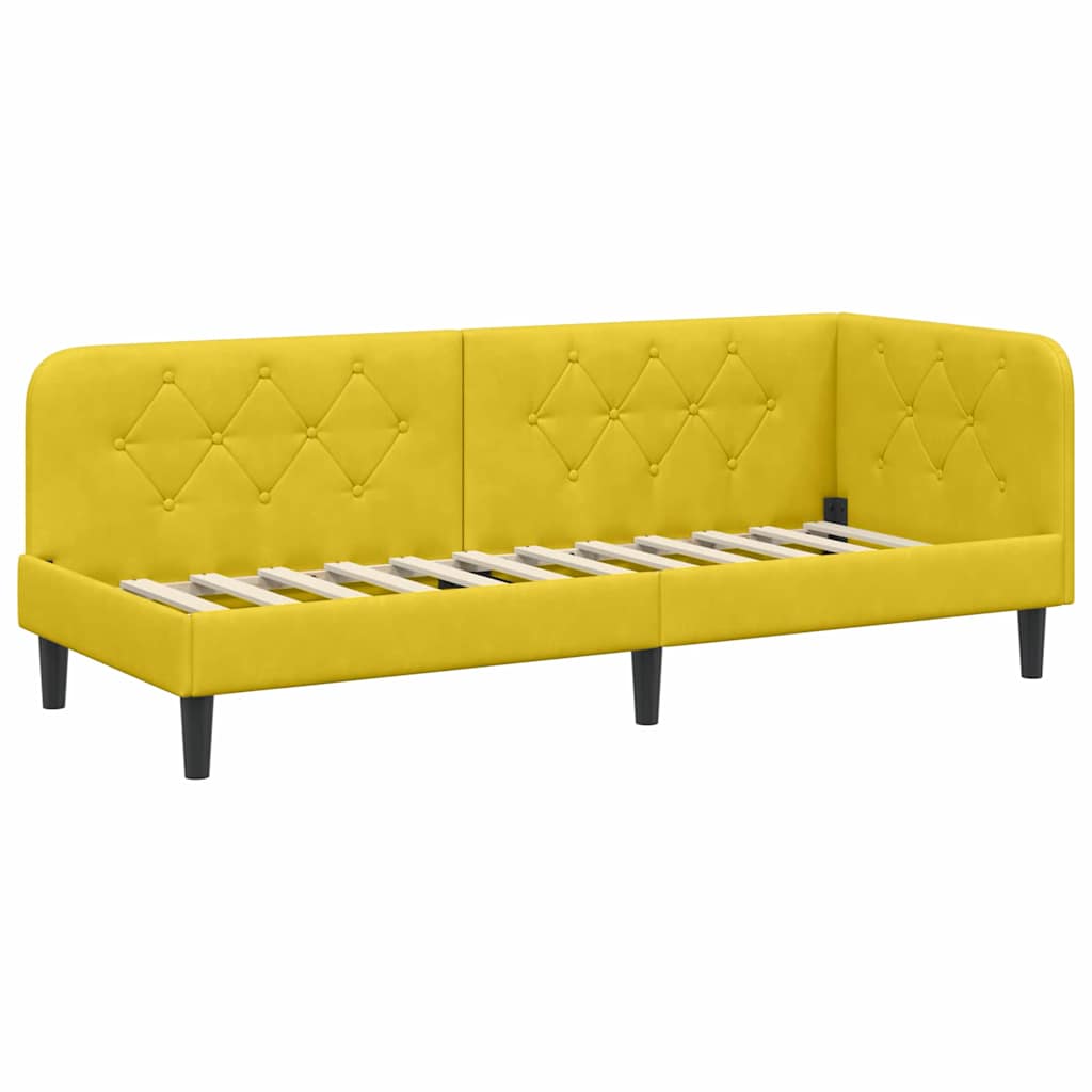 Cornice del letto ad angolo Giallo 80 x 200 cm Velluto | homemem39