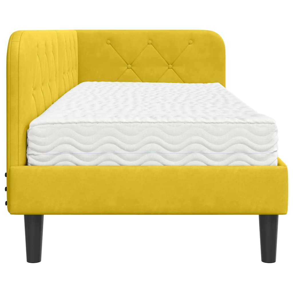 Cornice del letto ad angolo Giallo 80 x 200 cm Velluto | homemem39